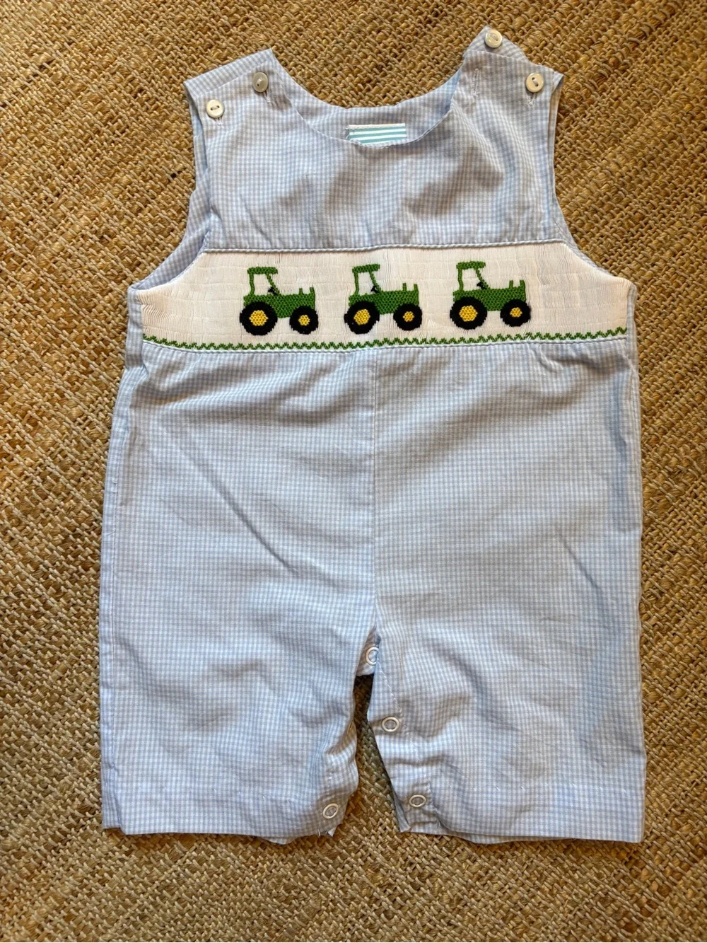 Smocked Tractor Coveralls